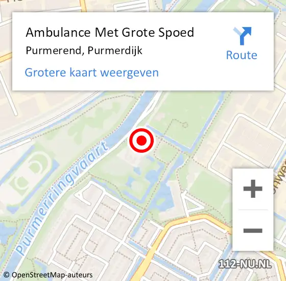 Locatie op kaart van de 112 melding: Ambulance Met Grote Spoed Naar Purmerend, Purmerdijk op 2 mei 2024 00:25