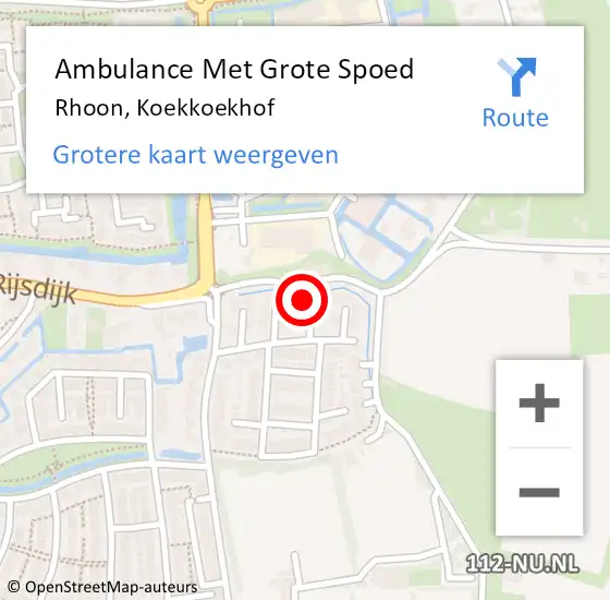 Locatie op kaart van de 112 melding: Ambulance Met Grote Spoed Naar Rhoon, Koekkoekhof op 2 mei 2024 01:22