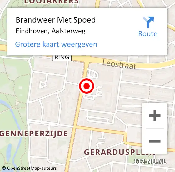 Locatie op kaart van de 112 melding: Brandweer Met Spoed Naar Eindhoven, Aalsterweg op 2 mei 2024 01:58