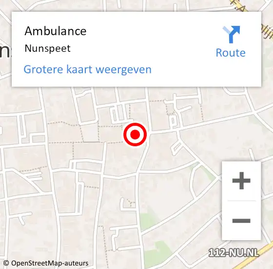 Locatie op kaart van de 112 melding: Ambulance Nunspeet op 2 mei 2024 02:01