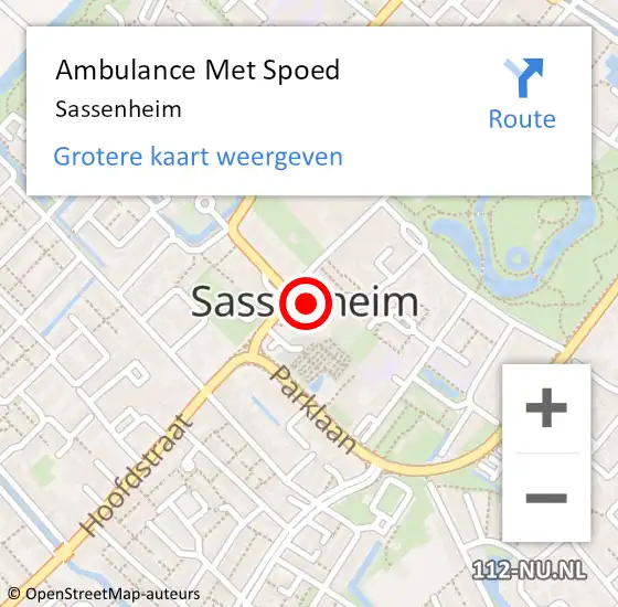 Locatie op kaart van de 112 melding: Ambulance Met Spoed Naar Sassenheim op 2 mei 2024 02:12