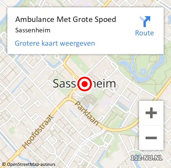Locatie op kaart van de 112 melding: Ambulance Met Grote Spoed Naar Sassenheim op 2 mei 2024 02:16