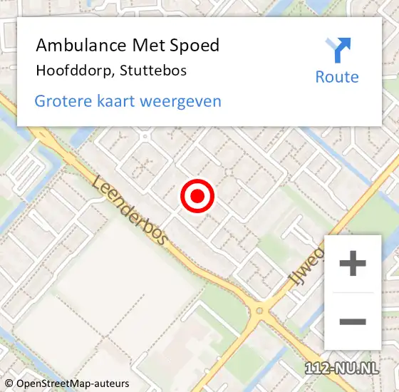 Locatie op kaart van de 112 melding: Ambulance Met Spoed Naar Hoofddorp, Stuttebos op 2 mei 2024 02:23