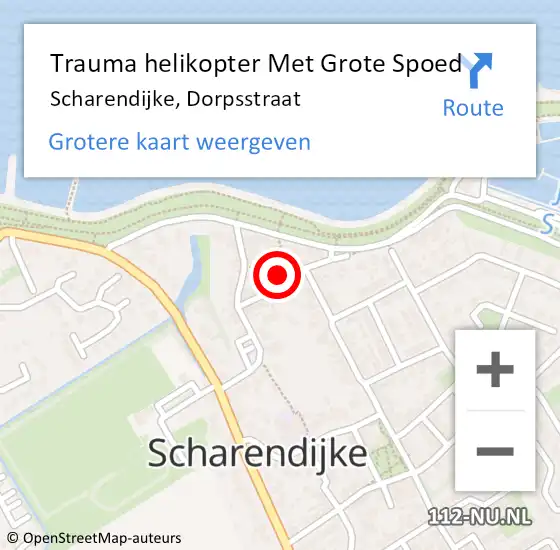 Locatie op kaart van de 112 melding: Trauma helikopter Met Grote Spoed Naar Scharendijke, Dorpsstraat op 2 mei 2024 02:44