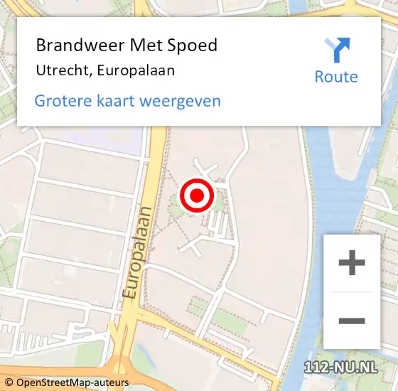 Locatie op kaart van de 112 melding: Brandweer Met Spoed Naar Utrecht, Europalaan op 2 mei 2024 03:04
