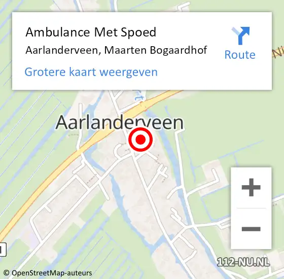 Locatie op kaart van de 112 melding: Ambulance Met Spoed Naar Aarlanderveen, Maarten Bogaardhof op 2 mei 2024 04:00