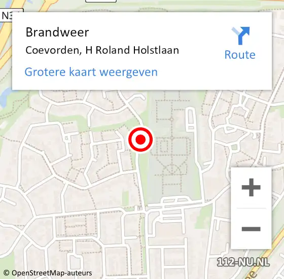 Locatie op kaart van de 112 melding: Brandweer Coevorden, H Roland Holstlaan op 4 oktober 2014 12:12