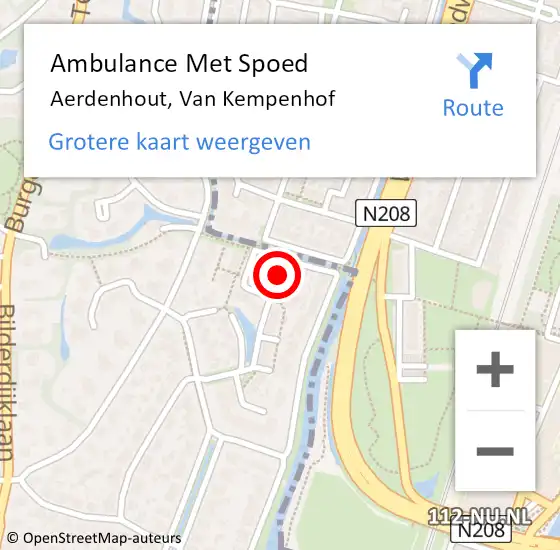 Locatie op kaart van de 112 melding: Ambulance Met Spoed Naar Aerdenhout, Van Kempenhof op 2 mei 2024 05:17