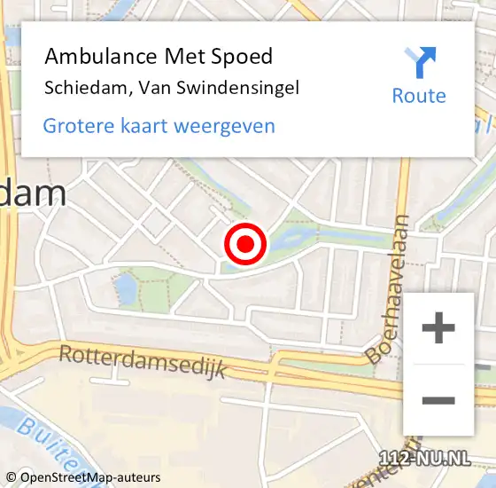 Locatie op kaart van de 112 melding: Ambulance Met Spoed Naar Schiedam, Van Swindensingel op 2 mei 2024 05:38