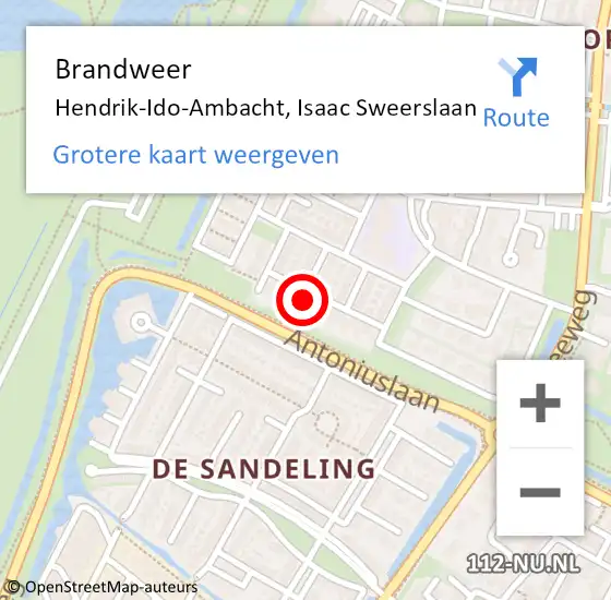 Locatie op kaart van de 112 melding: Brandweer Hendrik-Ido-Ambacht, Isaac Sweerslaan op 2 mei 2024 05:53