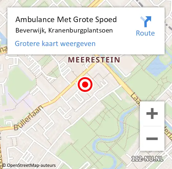 Locatie op kaart van de 112 melding: Ambulance Met Grote Spoed Naar Beverwijk, Kranenburgplantsoen op 2 mei 2024 06:32