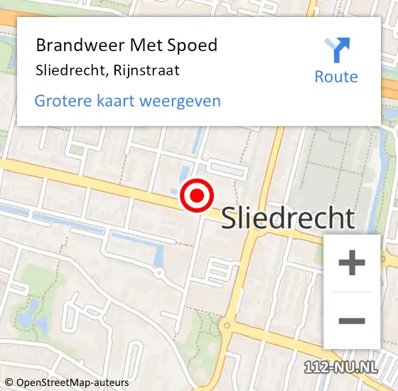 Locatie op kaart van de 112 melding: Brandweer Met Spoed Naar Sliedrecht, Rijnstraat op 2 mei 2024 06:53