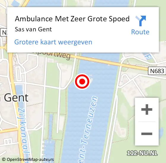 Locatie op kaart van de 112 melding: Ambulance Met Zeer Grote Spoed Naar Sas van Gent op 2 mei 2024 07:20