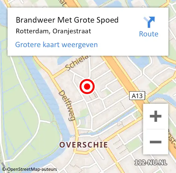 Locatie op kaart van de 112 melding: Brandweer Met Grote Spoed Naar Rotterdam, Oranjestraat op 2 mei 2024 07:32