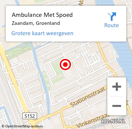 Locatie op kaart van de 112 melding: Ambulance Met Spoed Naar Zaandam, Groenland op 2 mei 2024 08:01