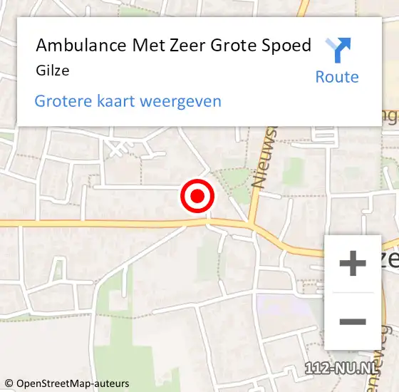 Locatie op kaart van de 112 melding: Ambulance Met Zeer Grote Spoed Naar Gilze op 2 mei 2024 08:24