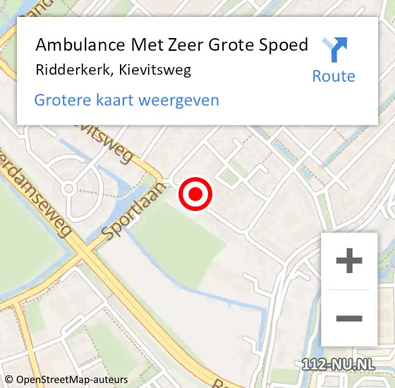 Locatie op kaart van de 112 melding: Ambulance Met Zeer Grote Spoed Naar Ridderkerk, Kievitsweg op 2 mei 2024 08:26
