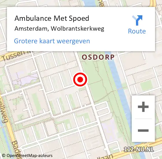 Locatie op kaart van de 112 melding: Ambulance Met Spoed Naar Amsterdam, Wolbrantskerkweg op 2 mei 2024 08:36
