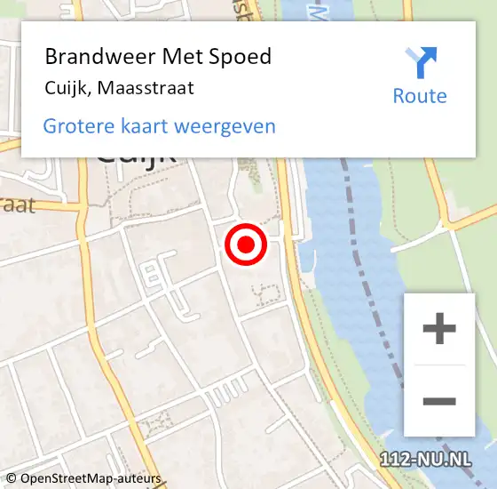 Locatie op kaart van de 112 melding: Brandweer Met Spoed Naar Cuijk, Maasstraat op 2 mei 2024 08:39