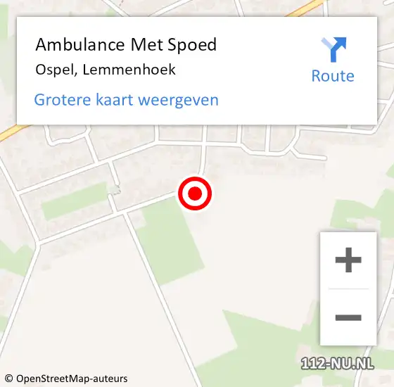 Locatie op kaart van de 112 melding: Ambulance Met Spoed Naar Ospel, Lemmenhoek op 2 mei 2024 08:47
