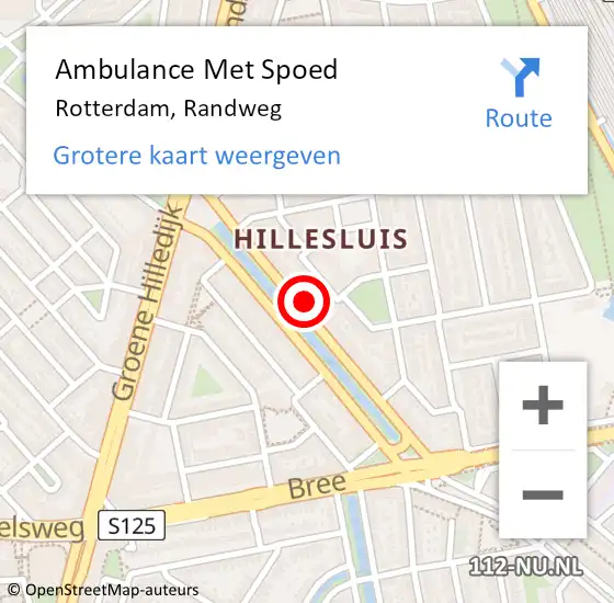 Locatie op kaart van de 112 melding: Ambulance Met Spoed Naar Rotterdam, Randweg op 2 mei 2024 08:54