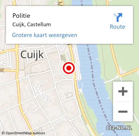 Locatie op kaart van de 112 melding: Politie Cuijk, Castellum op 2 mei 2024 08:55