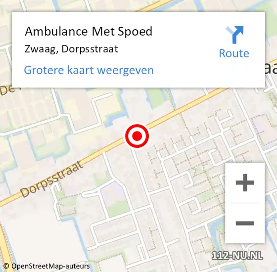 Locatie op kaart van de 112 melding: Ambulance Met Spoed Naar Zwaag, Dorpsstraat op 2 mei 2024 09:08