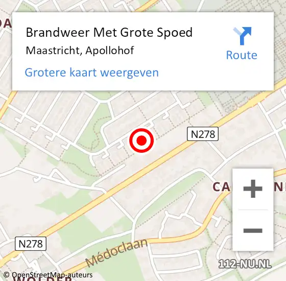 Locatie op kaart van de 112 melding: Brandweer Met Grote Spoed Naar Maastricht, Apollohof op 2 mei 2024 09:20