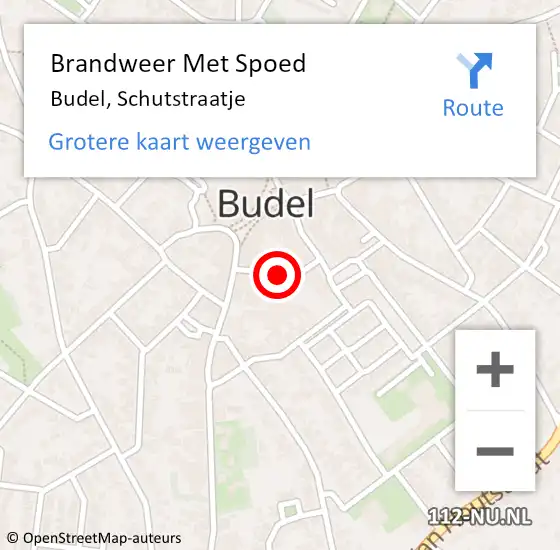 Locatie op kaart van de 112 melding: Brandweer Met Spoed Naar Budel, Schutstraatje op 2 mei 2024 09:24