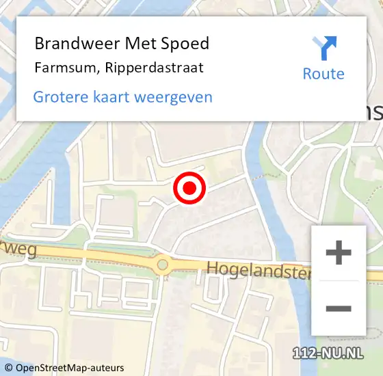 Locatie op kaart van de 112 melding: Brandweer Met Spoed Naar Farmsum, Ripperdastraat op 2 mei 2024 09:37