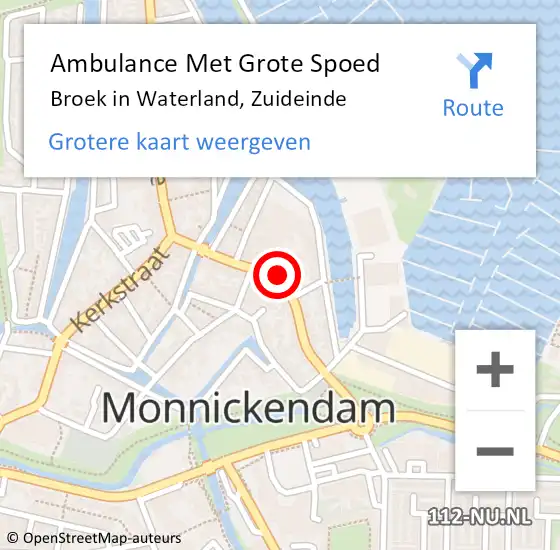 Locatie op kaart van de 112 melding: Ambulance Met Grote Spoed Naar Broek in Waterland, Zuideinde op 2 mei 2024 09:41