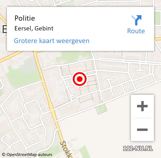Locatie op kaart van de 112 melding: Politie Eersel, Gebint op 2 mei 2024 09:50