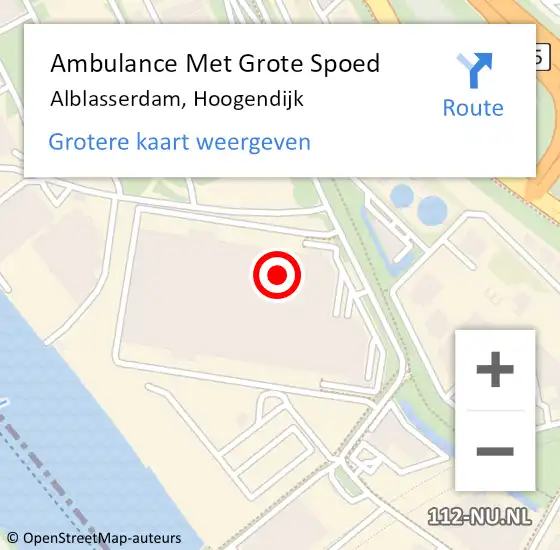 Locatie op kaart van de 112 melding: Ambulance Met Grote Spoed Naar Alblasserdam, Hoogendijk op 2 mei 2024 10:06
