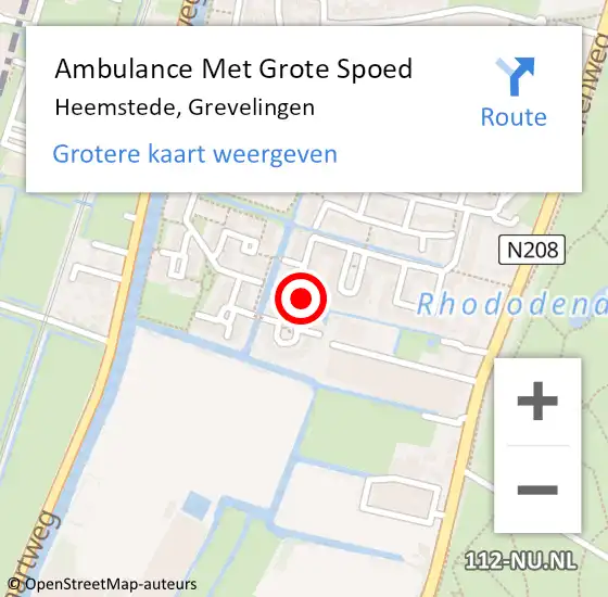 Locatie op kaart van de 112 melding: Ambulance Met Grote Spoed Naar Heemstede, Grevelingen op 2 mei 2024 10:18