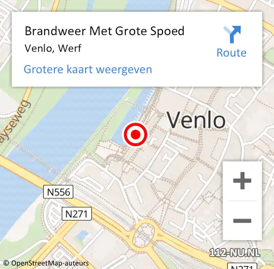 Locatie op kaart van de 112 melding: Brandweer Met Grote Spoed Naar Venlo, Werf op 2 mei 2024 10:22