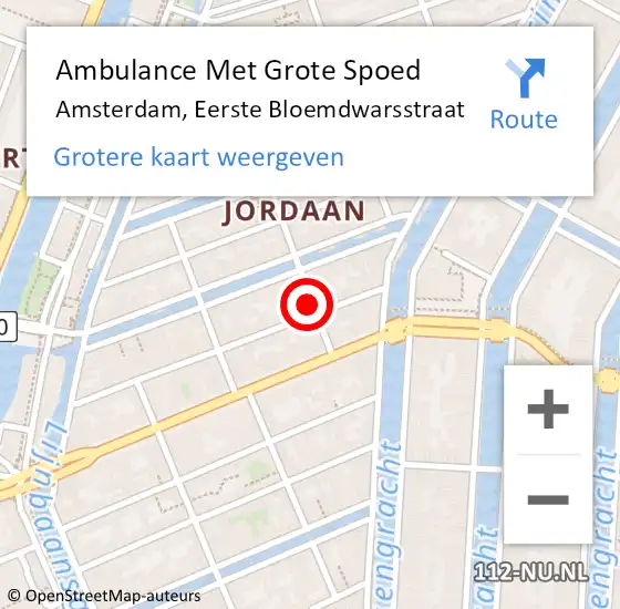 Locatie op kaart van de 112 melding: Ambulance Met Grote Spoed Naar Amsterdam, Eerste Bloemdwarsstraat op 2 mei 2024 10:23