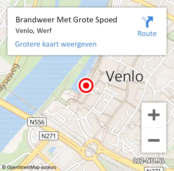 Locatie op kaart van de 112 melding: Brandweer Met Grote Spoed Naar Venlo, Werf op 2 mei 2024 10:23