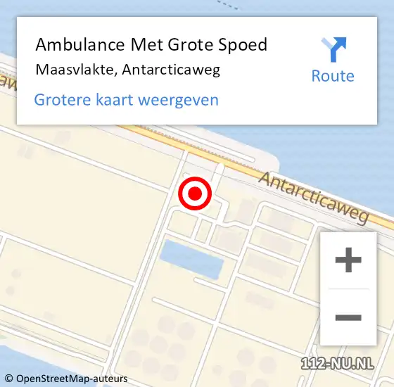 Locatie op kaart van de 112 melding: Ambulance Met Grote Spoed Naar Maasvlakte, Antarcticaweg op 2 mei 2024 10:25