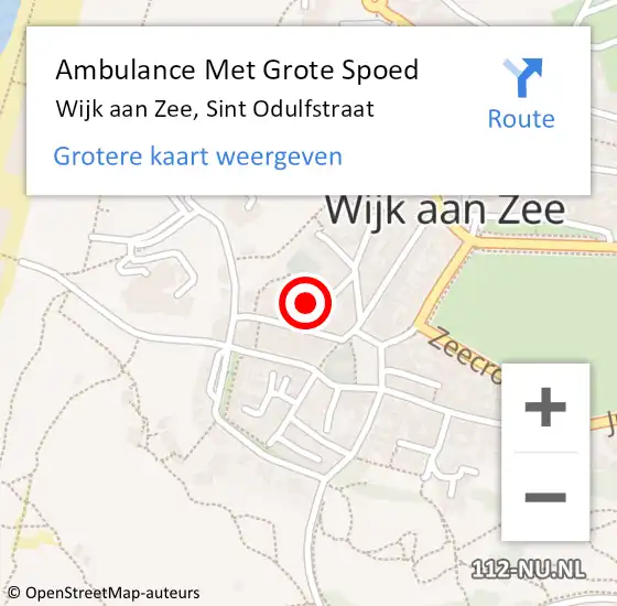 Locatie op kaart van de 112 melding: Ambulance Met Grote Spoed Naar Wijk aan Zee, Sint Odulfstraat op 2 mei 2024 10:26