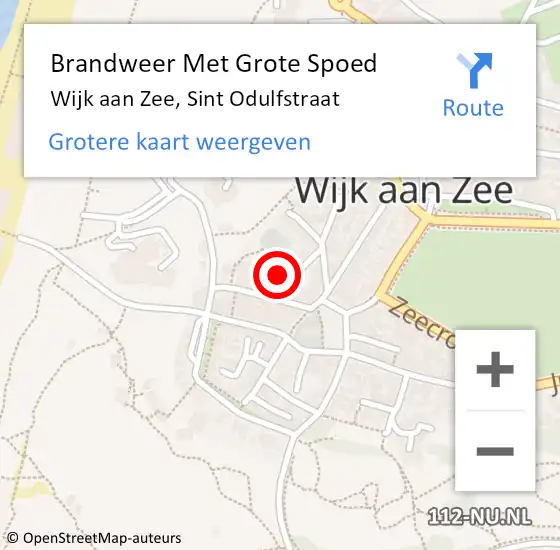 Locatie op kaart van de 112 melding: Brandweer Met Grote Spoed Naar Wijk aan Zee, Sint Odulfstraat op 2 mei 2024 10:27