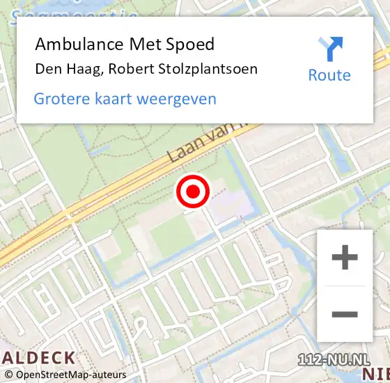 Locatie op kaart van de 112 melding: Ambulance Met Spoed Naar Den Haag, Robert Stolzplantsoen op 2 mei 2024 10:36