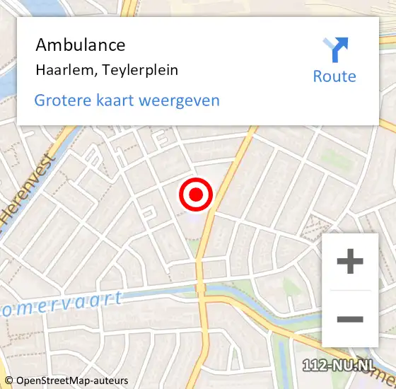 Locatie op kaart van de 112 melding: Ambulance Haarlem, Teylerplein op 2 mei 2024 10:38