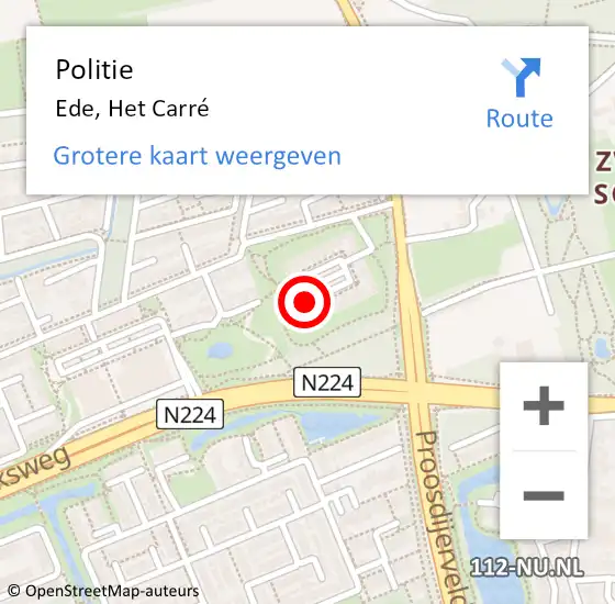 Locatie op kaart van de 112 melding: Politie Ede, Het Carré op 2 mei 2024 10:40