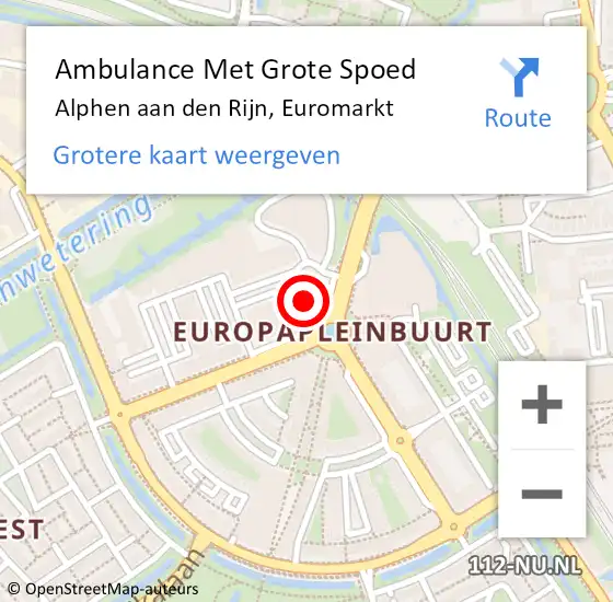 Locatie op kaart van de 112 melding: Ambulance Met Grote Spoed Naar Alphen aan den Rijn, Euromarkt op 2 mei 2024 10:43
