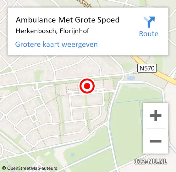 Locatie op kaart van de 112 melding: Ambulance Met Grote Spoed Naar Herkenbosch, Florijnhof op 4 oktober 2014 12:42