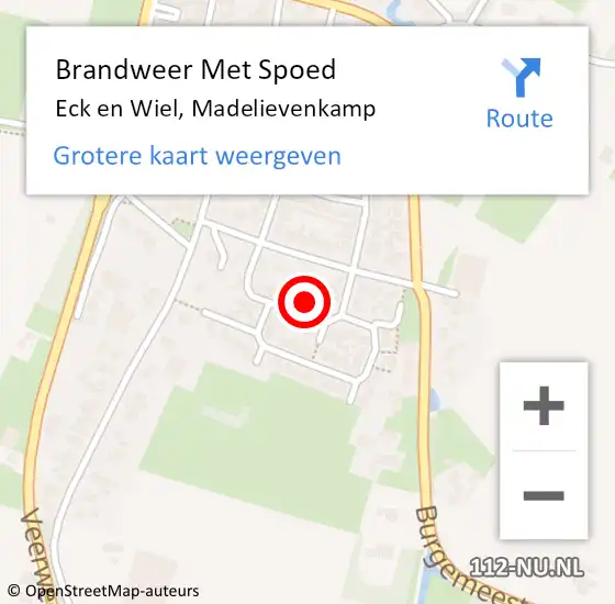 Locatie op kaart van de 112 melding: Brandweer Met Spoed Naar Eck en Wiel, Madelievenkamp op 2 mei 2024 11:09
