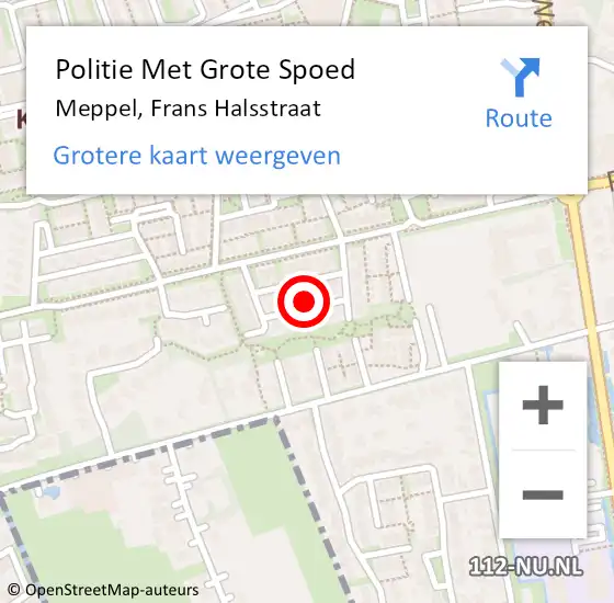 Locatie op kaart van de 112 melding: Politie Met Grote Spoed Naar Meppel, Frans Halsstraat op 2 mei 2024 11:14