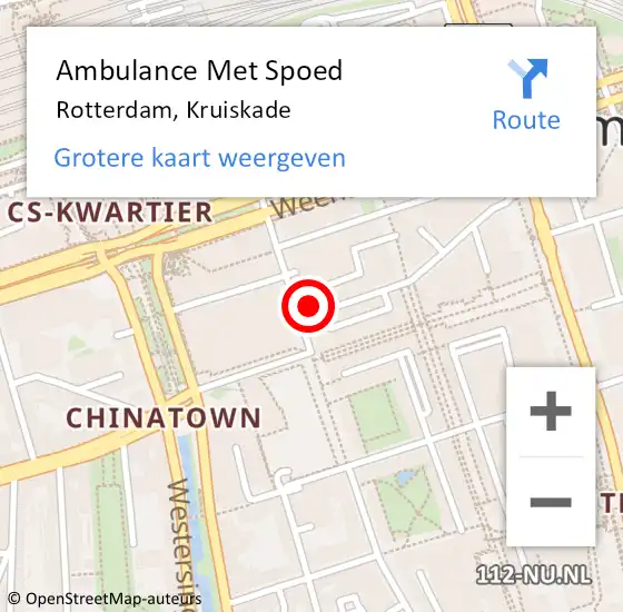 Locatie op kaart van de 112 melding: Ambulance Met Spoed Naar Rotterdam, Kruiskade op 2 mei 2024 11:21