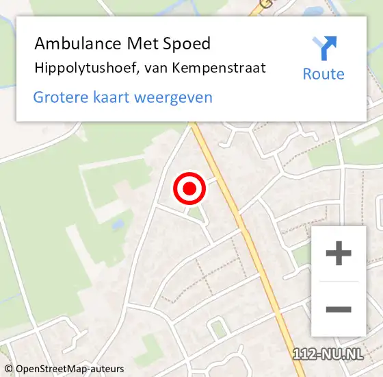 Locatie op kaart van de 112 melding: Ambulance Met Spoed Naar Hippolytushoef, van Kempenstraat op 2 mei 2024 11:23