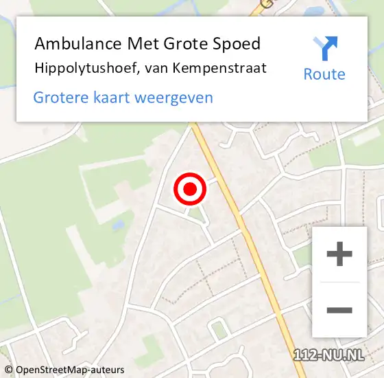 Locatie op kaart van de 112 melding: Ambulance Met Grote Spoed Naar Hippolytushoef, van Kempenstraat op 2 mei 2024 11:25